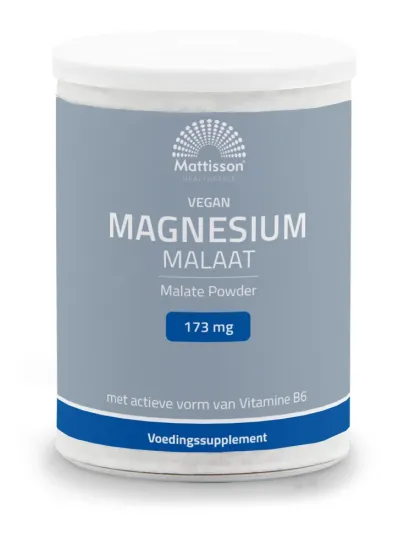 Magnesium Malaat poeder 173 mg - 11,5% elementair magnesium - 200 g - MT2323 Pot 200 gram