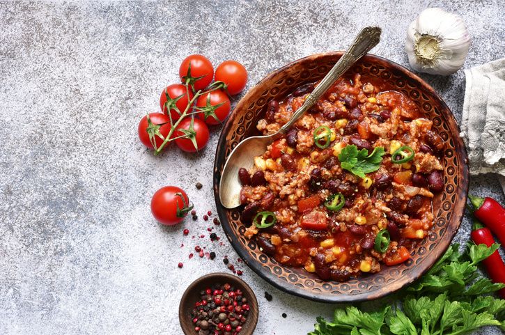 Chili con carne met bonen en rijst