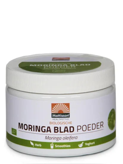 Moringa Blad Poeder Absolute Bio Raw 125 gram - MT2158 pot met 125 gram
