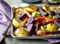 Geroosterde groenten met dipper pesto rosso