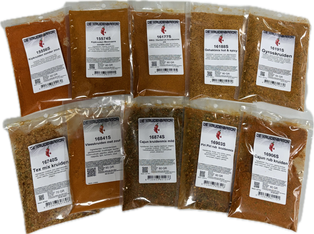 Vlees Kruidenpakket - 10-delig bestaande uit: 115556S 15574S 16177S 16188S 16191S 16740S 16841S 16874S 16903S 16906S
