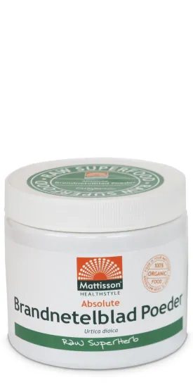 Absolute Brandnetelblad Poeder Bio Raw 200g - MT2061 pot met 200 gram