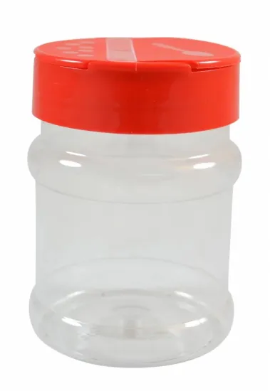 Strooibus kunststof 230 ml met rode deksel - met rode flappercap