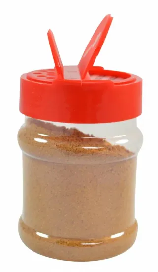 Strooibus kunststof 230 ml met rode deksel - met rode flappercap