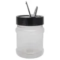 Strooibus kunststof 230 ml met zwarte deksel - met zwarte flappercap