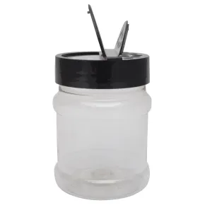 Strooibus kunststof 230 ml met zwarte deksel - met zwarte flappercap