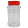 Strooibus kunststof 500 ml met rode deksel - met rode flappercap