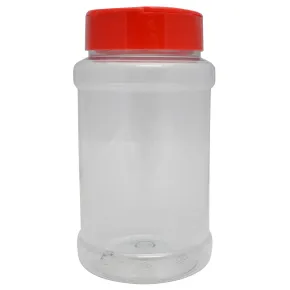 Strooibus kunststof 500 ml met rode deksel - met rode flappercap