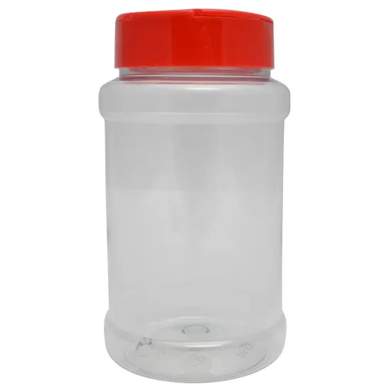 Strooibus kunststof 500 ml met rode deksel - met rode flappercap