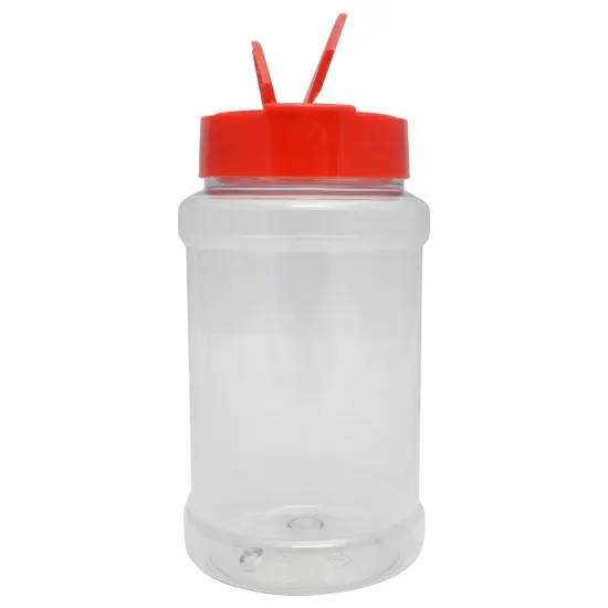 Strooibus kunststof 500 ml met rode deksel - met rode flappercap