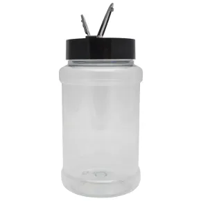 Strooibus kunststof 500 ml met zwarte deksel - met zwarte flappercap