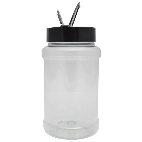 Strooibus kunststof 500 ml met zwarte deksel - met zwarte flappercap