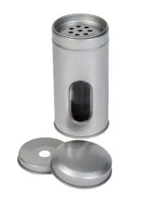 Theeblik zilver rond 50x105mm met venster - WIN890