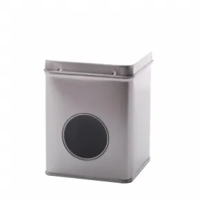 Theeblikje zilver 75x75x95mm met venster - WIN913