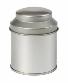 Theeblikje zilver rond 53 x 70mm - PL409