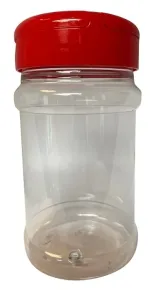 Strooibus kunststof 330 ml met rode deksel - met rode flappercap