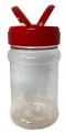 Strooibus kunststof 330 ml met rode deksel - met rode flappercap