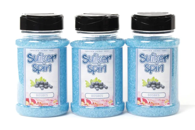 Suikerspinsuiker Bosbes, 3 x strooibussen á 400 gram - set