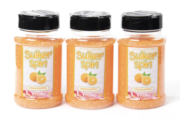 Suikerspinsuiker Sinaasappel, 3 x strooibussen á 400 gram - set