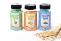Suikerspinsuiker Fruitmix NR. 3 in 3  x 400 gram incl.  ± 100 stokjes - set met Sinaasappel (oranje), Bosbes(blauw) en Appel (groen) en 100 stokjes
