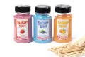 Suikerspinsuiker Fruitmix NR. 2 in 3  x 400 gram incl.  ± 100 stokjes - set met  Aardbei (roze), Bosbes (blauw) en Sinaasappel (oranje) en 100 stokjes