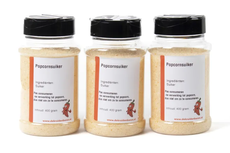 Popcornsuiker 3 strooibussen á 400 gram - set a 3 strooibussen
